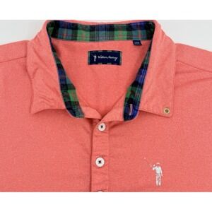 William Murray Golf Polo Shirt Men L Coral Pink Performance Stretch Casual